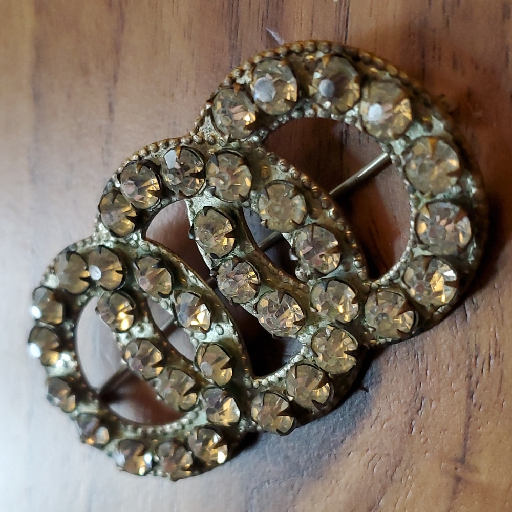 Victorian Era Clear Rhinstone Large Antique Brooch - Picture 4 of 4